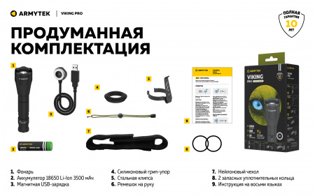 Фонарь Armytek Viking Pro Белый 2200лм 2